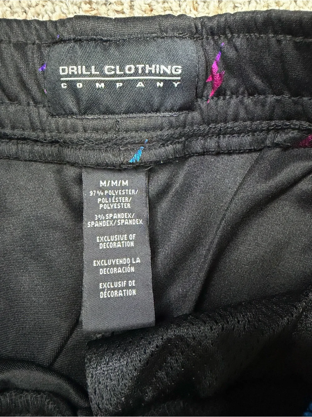 Drill Clothing Company Lightning Bolt Shorts Black Multicolor Mens Medium NWT
